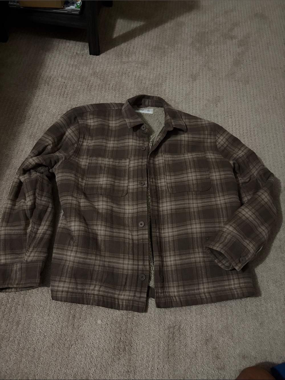 Hollister Brown Plaid Sherpa-Lined Shirt Jacket